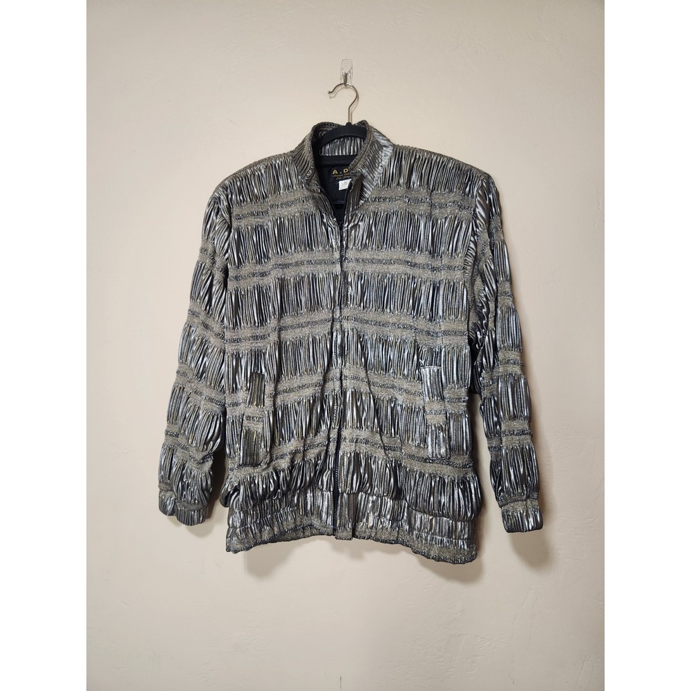 VTG 80/90s ADS American Designer Style Bomber Jacket size Medium Gold Shimmer
